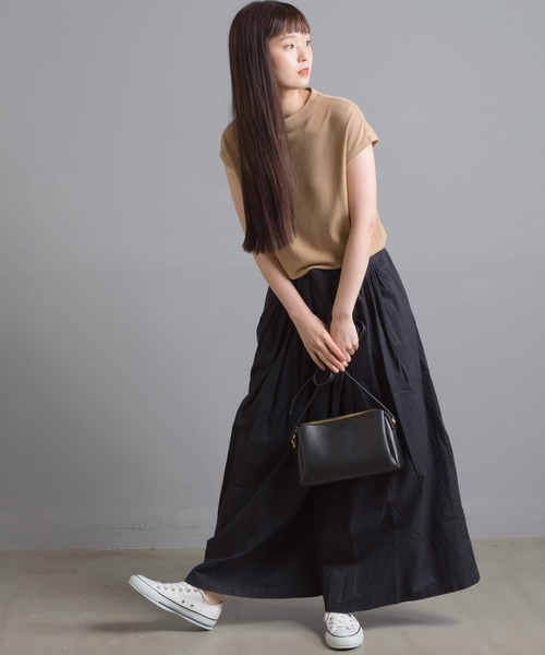 SO（エスオー）の「薄手ツイル ウェーブタックコットンワイドパンツ（その他パンツ・レディース・ブラック/ベージュ・FREE）」の3枚目の写真