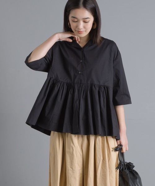 SO（エスオー）の「薄手ツイル ウェーブタックコットンワイドパンツ（その他パンツ・レディース・ブラック/ベージュ・FREE）」の11枚目の写真