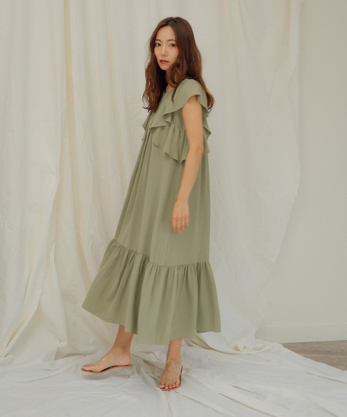 LADYMADE(レディメイド)の「フリルスリーブティアードワンピース(ワンピース)」|ライトグリーン