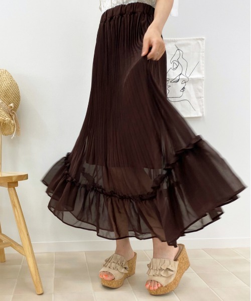 apres jour(アプレジュール)の「アシメプリーツスカート【ZOZOTOWN限定アイテム】(スカート・レディース・ベージュ/ダークブラウン/ブラック・フリー)」の2枚目の写真