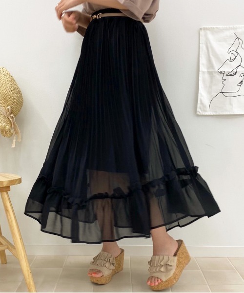 apres jour(アプレジュール)の「アシメプリーツスカート【ZOZOTOWN限定アイテム】(スカート・レディース・ベージュ/ダークブラウン/ブラック・フリー)」の1枚目の写真