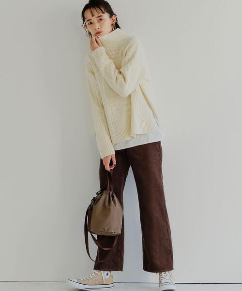 green label relaxing（グリーンレーベルリラクシング）の「[ ハミルトン ] HAMILTON SC アラン ハイネック プルオーバー ニット（ニット/セーター・レディース・ライム/オフホワイト/オレンジ系その他/コバルトブルー/ベージュ/ネイビー/ライラック・FREE）」の22枚目の写真