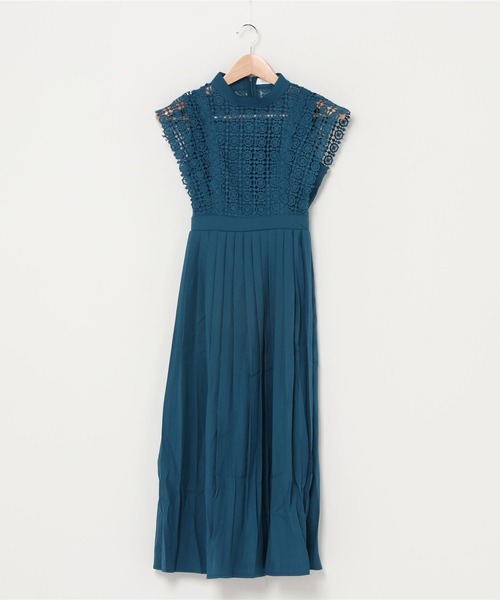 スタンドネックレースデザインワンピースドレス（ドレス）｜Lace