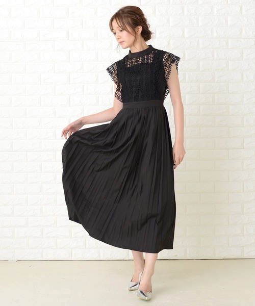 Lace Ladies(レースレディース)の「スタンドネックレースデザインワンピースドレス(ドレス・レディース・ブラック/グレー/ネイビー/ブルーグリーン・XXL/M/L/XL/S)」の6枚目の写真