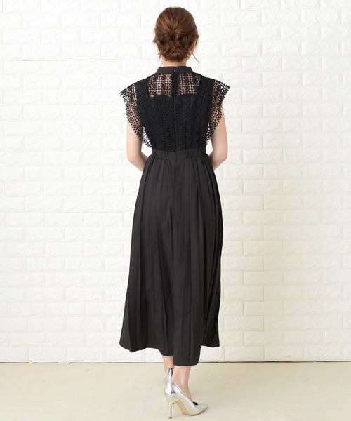 Lace Ladies(レースレディース)の「スタンドネックレースデザインワンピースドレス(ドレス・レディース・ブラック/グレー/ネイビー/ブルーグリーン・XXL/M/L/XL/S)」の8枚目の写真