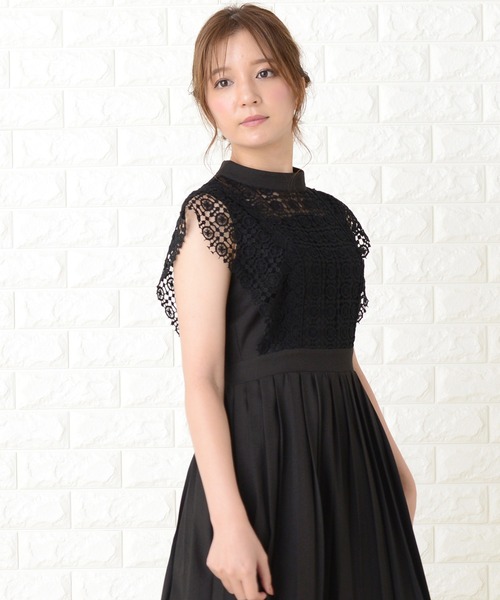 Lace Ladies(レースレディース)の「スタンドネックレースデザインワンピースドレス(ドレス・レディース・ブラック/グレー/ネイビー/ブルーグリーン・XXL/M/L/XL/S)」の12枚目の写真