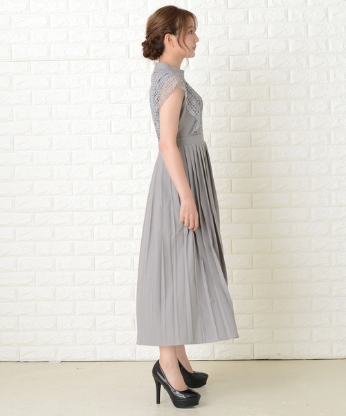 Lace Ladies(レースレディース)の「スタンドネックレースデザインワンピースドレス(ドレス・レディース・ブラック/グレー/ネイビー/ブルーグリーン・XXL/M/L/XL/S)」の16枚目の写真