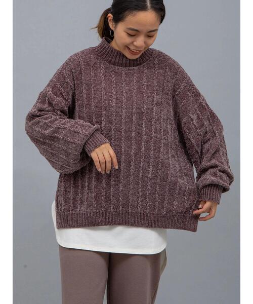 earth music&ecology（アースミュージックアンドエコロジー）の「ベロアモールニットプルオーバー ＊（ニット/セーター・レディース・サックスブルー/アイボリー/ミント/ラベンダー/ベージュ/モカ・FREE）」の18枚目の写真