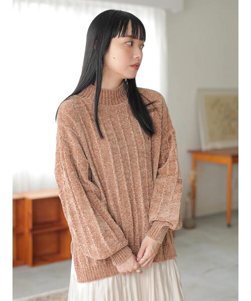 earth music&ecology（アースミュージックアンドエコロジー）の「ベロアモールニットプルオーバー ＊（ニット/セーター・レディース・サックスブルー/アイボリー/ミント/ラベンダー/ベージュ/モカ・FREE）」の22枚目の写真