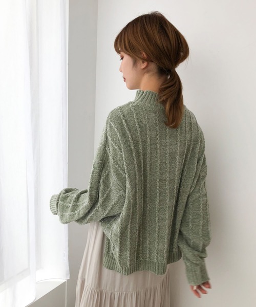 earth music&ecology（アースミュージックアンドエコロジー）の「ベロアモールニットプルオーバー ＊（ニット/セーター・レディース・サックスブルー/アイボリー/ミント/ラベンダー/ベージュ/モカ・FREE）」の4枚目の写真