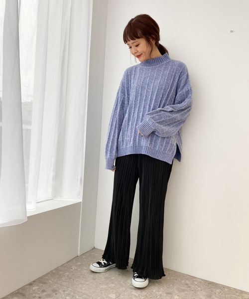 earth music&ecology（アースミュージックアンドエコロジー）の「ベロアモールニットプルオーバー ＊（ニット/セーター・レディース・サックスブルー/アイボリー/ミント/ラベンダー/ベージュ/モカ・FREE）」の12枚目の写真