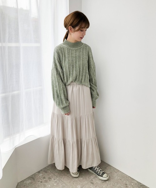 earth music&ecology（アースミュージックアンドエコロジー）の「ベロアモールニットプルオーバー ＊（ニット/セーター・レディース・サックスブルー/アイボリー/ミント/ラベンダー/ベージュ/モカ・FREE）」の14枚目の写真