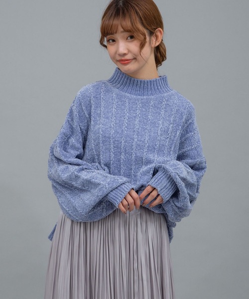 earth music&ecology（アースミュージックアンドエコロジー）の「ベロアモールニットプルオーバー ＊（ニット/セーター・レディース・サックスブルー/アイボリー/ミント/ラベンダー/ベージュ/モカ・FREE）」の10枚目の写真