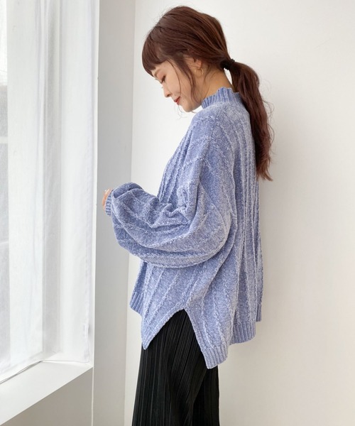 earth music&ecology（アースミュージックアンドエコロジー）の「ベロアモールニットプルオーバー ＊（ニット/セーター・レディース・サックスブルー/アイボリー/ミント/ラベンダー/ベージュ/モカ・FREE）」の13枚目の写真