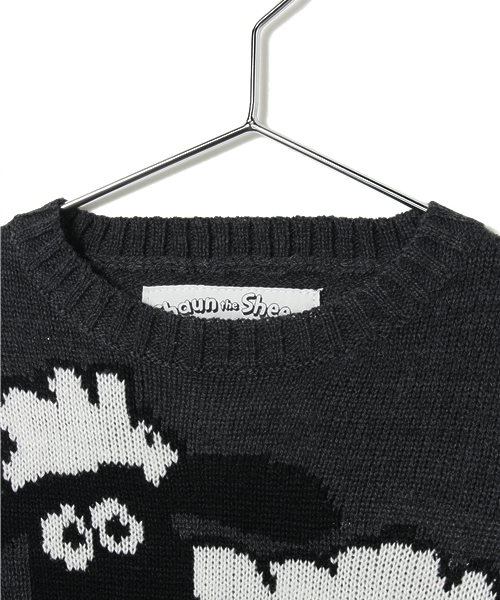 CIAOPANIC TYPY（チャオパニックティピー）の「【羊のショーン×CIAOPANIC TYPY】KIDS ショーンジャガードニット（ニット/セーター・キッズ・ホワイト/ブラック・105/125/95/115）」の4枚目の写真