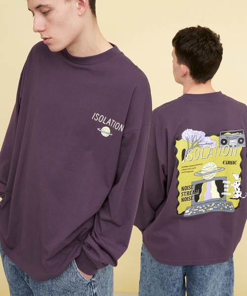 EMMA CLOTHES(エマクローズ)の「ビッグシルエット コットン天竺イラストデザインL/Sカットソー(EMMA CLOTHES - ISOLATION)(Tシャツ/カットソー・メンズ・ブラック/パープル系その他/ホワイト・M/L)」の3枚目の写真