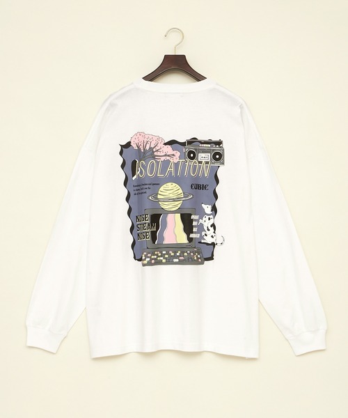 EMMA CLOTHES(エマクローズ)の「ビッグシルエット コットン天竺イラストデザインL/Sカットソー(EMMA CLOTHES - ISOLATION)(Tシャツ/カットソー・メンズ・ブラック/パープル系その他/ホワイト・M/L)」の15枚目の写真