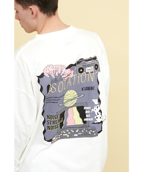EMMA CLOTHES(エマクローズ)の「ビッグシルエット コットン天竺イラストデザインL/Sカットソー(EMMA CLOTHES - ISOLATION)(Tシャツ/カットソー・メンズ・ブラック/パープル系その他/ホワイト・M/L)」の22枚目の写真