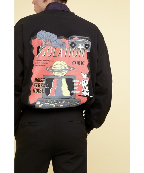 EMMA CLOTHES(エマクローズ)の「ビッグシルエット コットン天竺イラストデザインL/Sカットソー(EMMA CLOTHES - ISOLATION)(Tシャツ/カットソー・メンズ・ブラック/パープル系その他/ホワイト・M/L)」の5枚目の写真