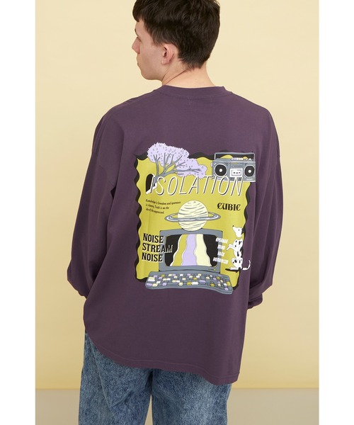 EMMA CLOTHES(エマクローズ)の「ビッグシルエット コットン天竺イラストデザインL/Sカットソー(EMMA CLOTHES - ISOLATION)(Tシャツ/カットソー・メンズ・ブラック/パープル系その他/ホワイト・M/L)」の13枚目の写真