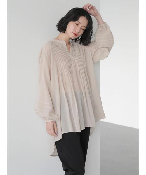 AMERICAN HOLIC(アメリカンホリック)の「ピンタックスキッパーチュニック(シャツ/ブラウス・レディース・ブラック/オフホワイト/サックスブルー/ライトベージュ・FREE)」の15枚目の写真