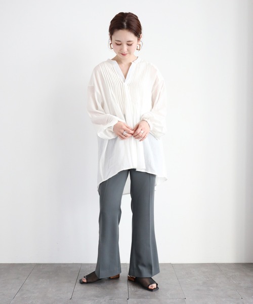 AMERICAN HOLIC(アメリカンホリック)の「ピンタックスキッパーチュニック(シャツ/ブラウス・レディース・ブラック/オフホワイト/サックスブルー/ライトベージュ・FREE)」の11枚目の写真