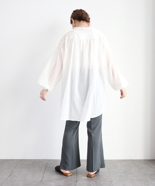 AMERICAN HOLIC(アメリカンホリック)の「ピンタックスキッパーチュニック(シャツ/ブラウス・レディース・ブラック/オフホワイト/サックスブルー/ライトベージュ・FREE)」の10枚目の写真