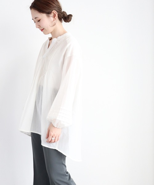 AMERICAN HOLIC(アメリカンホリック)の「ピンタックスキッパーチュニック(シャツ/ブラウス・レディース・ブラック/オフホワイト/サックスブルー/ライトベージュ・FREE)」の12枚目の写真