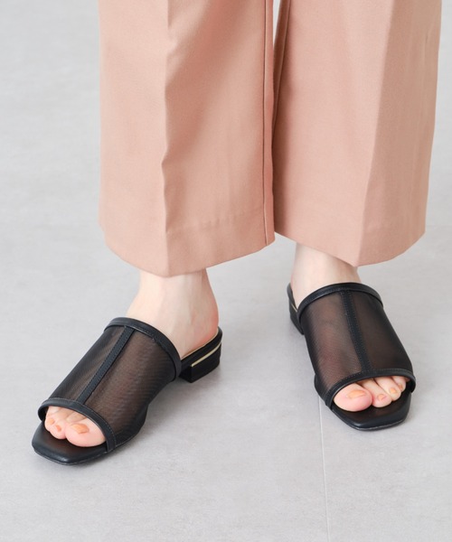 Zozotown限定 Oriental By セール サンダル Traffic Yuri オリエンタルトラフィックバイユリ のファッション Oriental スクエアトゥ切替チュールサンダル サンダル