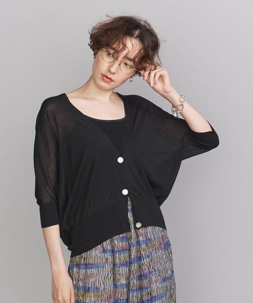 BEAUTY&YOUTH UNITED ARROWS（ビューティーアンドユースユナイテッドアローズ）の「BY バックドレープ6分袖カーディガン -ウォッシャブルｰ（カーディガン/ボレロ・レディース・ブラック/レッド/ナチュラル/モカ・FREE）」の2枚目の写真