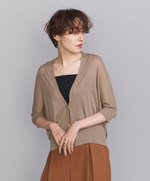 BEAUTY&YOUTH UNITED ARROWS（ビューティーアンドユースユナイテッドアローズ）の「BY バックドレープ6分袖カーディガン -ウォッシャブルｰ（カーディガン/ボレロ・レディース・ブラック/レッド/ナチュラル/モカ・FREE）」の3枚目の写真