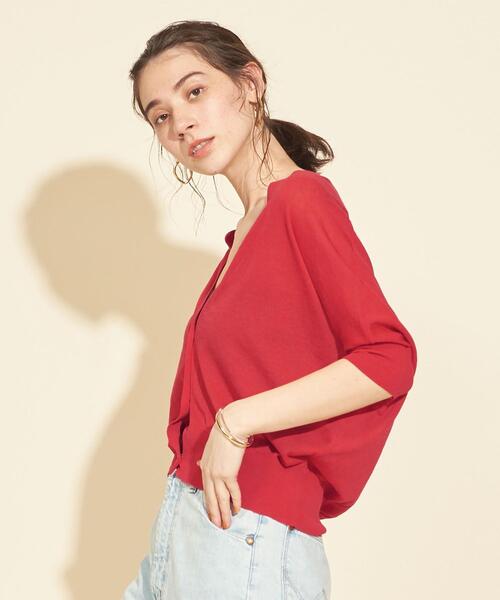 BEAUTY&YOUTH UNITED ARROWS（ビューティーアンドユースユナイテッドアローズ）の「BY バックドレープ6分袖カーディガン -ウォッシャブルｰ（カーディガン/ボレロ・レディース・ブラック/レッド/ナチュラル/モカ・FREE）」の10枚目の写真