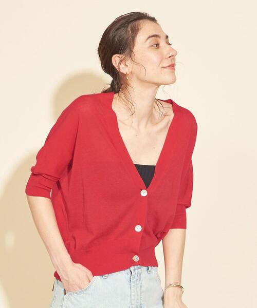 BEAUTY&YOUTH UNITED ARROWS（ビューティーアンドユースユナイテッドアローズ）の「BY バックドレープ6分袖カーディガン -ウォッシャブルｰ（カーディガン/ボレロ・レディース・ブラック/レッド/ナチュラル/モカ・FREE）」の11枚目の写真