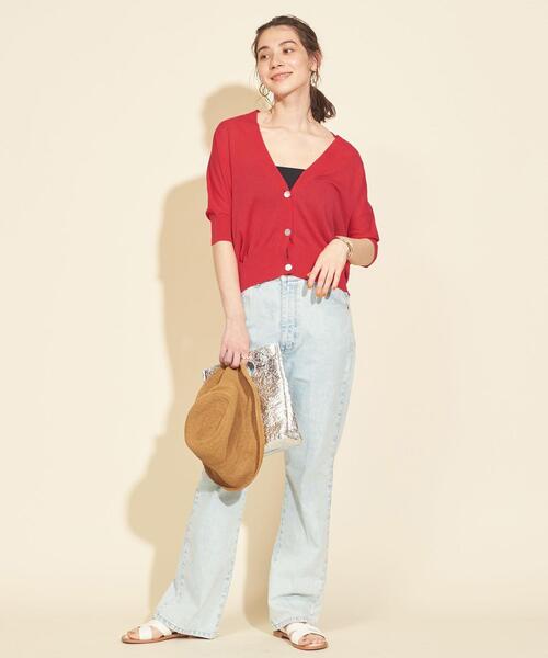 BEAUTY&YOUTH UNITED ARROWS（ビューティーアンドユースユナイテッドアローズ）の「BY バックドレープ6分袖カーディガン -ウォッシャブルｰ（カーディガン/ボレロ・レディース・ブラック/レッド/ナチュラル/モカ・FREE）」の18枚目の写真