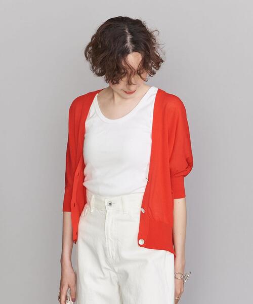 BEAUTY&YOUTH UNITED ARROWS（ビューティーアンドユースユナイテッドアローズ）の「BY バックドレープ6分袖カーディガン -ウォッシャブルｰ（カーディガン/ボレロ・レディース・ブラック/レッド/ナチュラル/モカ・FREE）」の21枚目の写真