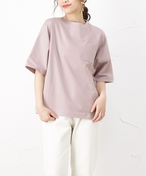100% ORGANIC COTTON（100パーセントオーガニックコットン）の「ワイドポケット付きTシャツ（Tシャツ/カットソー・レディース・ブラック/ブラウン/ピンク/グリーン/ホワイト・フリー）」の5枚目の写真