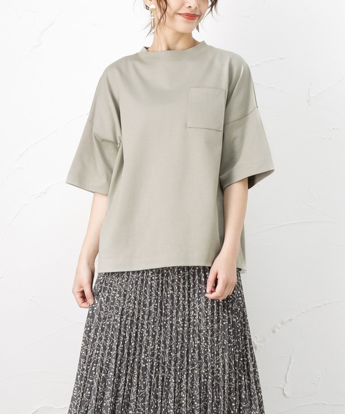 100% ORGANIC COTTON（100パーセントオーガニックコットン）の「ワイドポケット付きTシャツ（Tシャツ/カットソー・レディース・ブラック/ブラウン/ピンク/グリーン/ホワイト・フリー）」の4枚目の写真