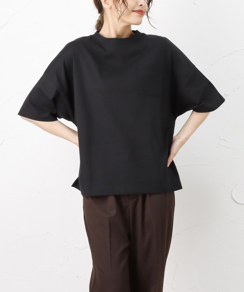 100% ORGANIC COTTON（100パーセントオーガニックコットン）の「ワイドポケット付きTシャツ（Tシャツ/カットソー・レディース・ブラック/ブラウン/ピンク/グリーン/ホワイト・フリー）」の2枚目の写真