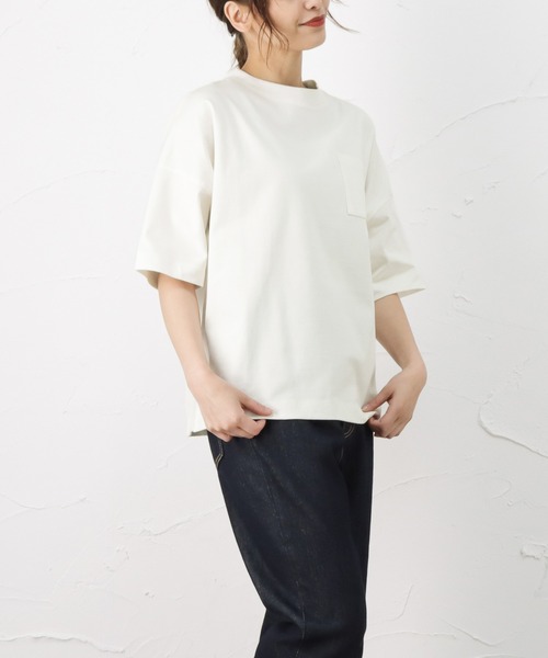 100% ORGANIC COTTON（100パーセントオーガニックコットン）の「ワイドポケット付きTシャツ（Tシャツ/カットソー・レディース・ブラック/ブラウン/ピンク/グリーン/ホワイト・フリー）」の9枚目の写真