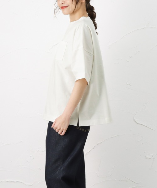 100% ORGANIC COTTON（100パーセントオーガニックコットン）の「ワイドポケット付きTシャツ（Tシャツ/カットソー・レディース・ブラック/ブラウン/ピンク/グリーン/ホワイト・フリー）」の10枚目の写真