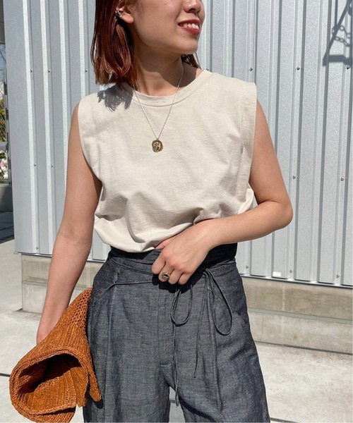 Spick & Span（スピックアンドスパン）の「インレースリーブレス◆（タンクトップ・レディース・ホワイト/ベージュ/チャコールグレー・FREE）」の3枚目の写真