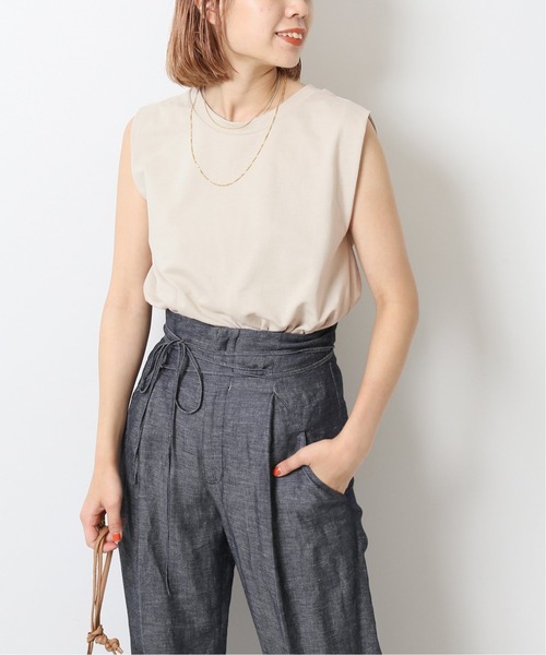 Spick & Span（スピックアンドスパン）の「インレースリーブレス◆（タンクトップ・レディース・ホワイト/ベージュ/チャコールグレー・FREE）」の6枚目の写真