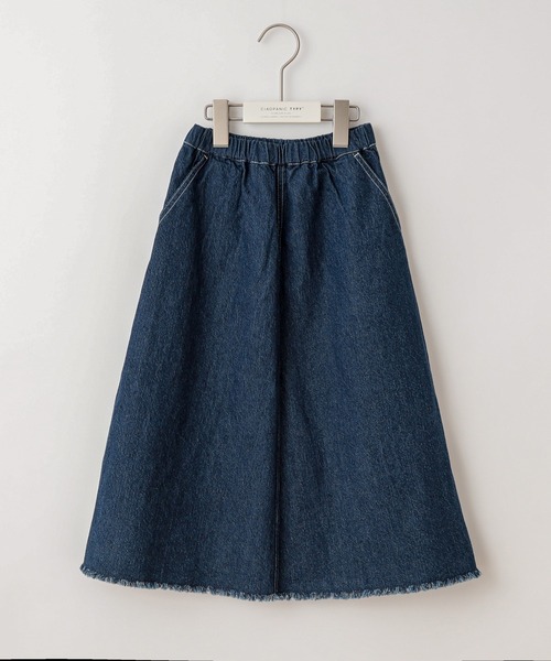 CIAOPANIC TYPY（チャオパニックティピー）の「【KIDS】コットンリネンデニム リメイクロングスカート（デニムスカート・キッズ・ネイビー/サックスブルー・LARGE/SMALL/X-LARGE/MEDIUM/XX-LARGE）」の5枚目の写真