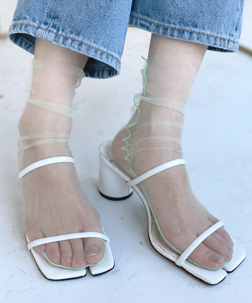 c.u.l（シーユーエル）の「【c.u.l】ミドル丈 シースルーチュールソックス cula197（ソックス/靴下・レディース・ネイビー/グレー/ライトブルー/ブラック/グリーン/パープル/ピンク/ホワイト/ライトベージュ・FREE）」の6枚目の写真