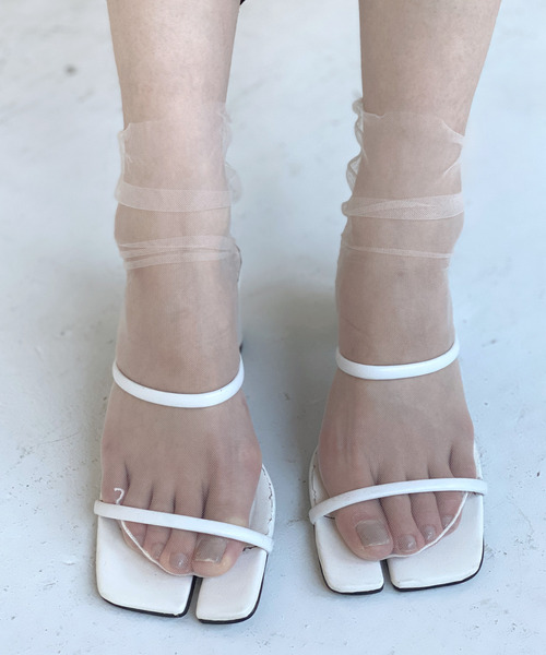 c.u.l（シーユーエル）の「【c.u.l】ミドル丈 シースルーチュールソックス cula197（ソックス/靴下・レディース・ネイビー/グレー/ライトブルー/ブラック/グリーン/パープル/ピンク/ホワイト/ライトベージュ・FREE）」の15枚目の写真