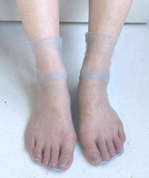 c.u.l（シーユーエル）の「【c.u.l】ミドル丈 シースルーチュールソックス cula197（ソックス/靴下・レディース・ネイビー/グレー/ライトブルー/ブラック/グリーン/パープル/ピンク/ホワイト/ライトベージュ・FREE）」の21枚目の写真