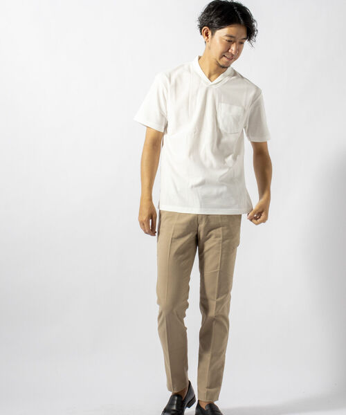 NOLLEY'S goodman（ノーリーズグッドマン）の「ALBINI(アルビニ) カノコ ショールカラー ポロシャツ（ポロシャツ・メンズ・ホワイト/ブルー系その他/ネイビー・SMALL/X-LARGE/MEDIUM/LARGE）」の9枚目の写真