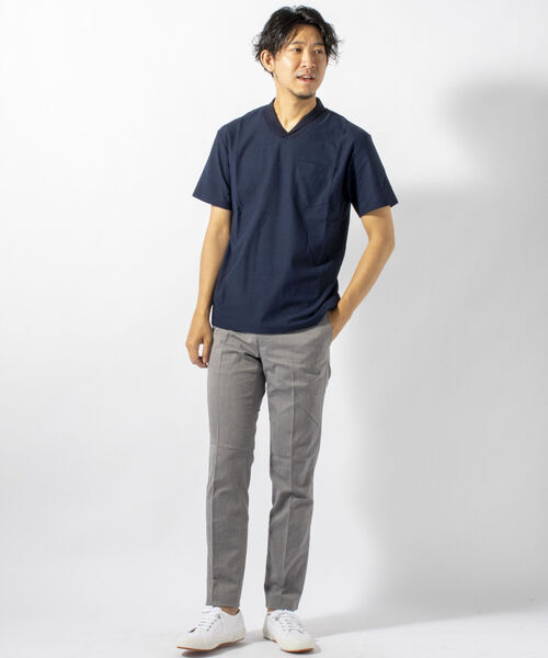 NOLLEY'S goodman（ノーリーズグッドマン）の「ALBINI(アルビニ) カノコ ショールカラー ポロシャツ（ポロシャツ・メンズ・ホワイト/ブルー系その他/ネイビー・SMALL/X-LARGE/MEDIUM/LARGE）」の6枚目の写真