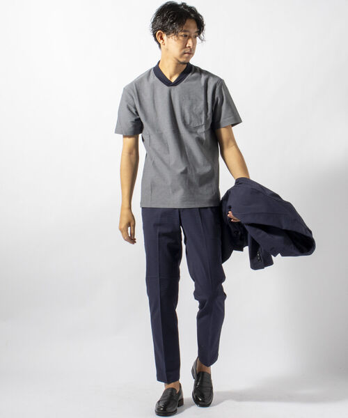 NOLLEY'S goodman（ノーリーズグッドマン）の「ALBINI(アルビニ) カノコ ショールカラー ポロシャツ（ポロシャツ・メンズ・ホワイト/ブルー系その他/ネイビー・SMALL/X-LARGE/MEDIUM/LARGE）」の11枚目の写真