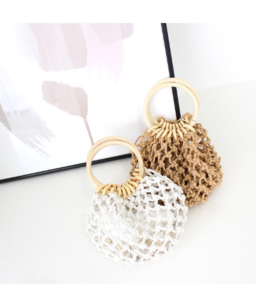 MODE ROBE（モードローブ）の「ウッドハンドル編みバッグ（ハンドバッグ・レディース・ホワイト/ベージュ・FREE）」の18枚目の写真